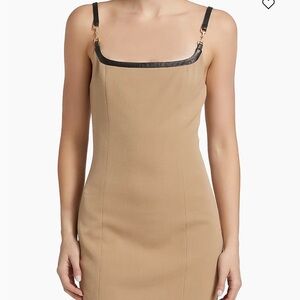 L'AGENCE Dark Cappuccino Leather Trim Dress NWT